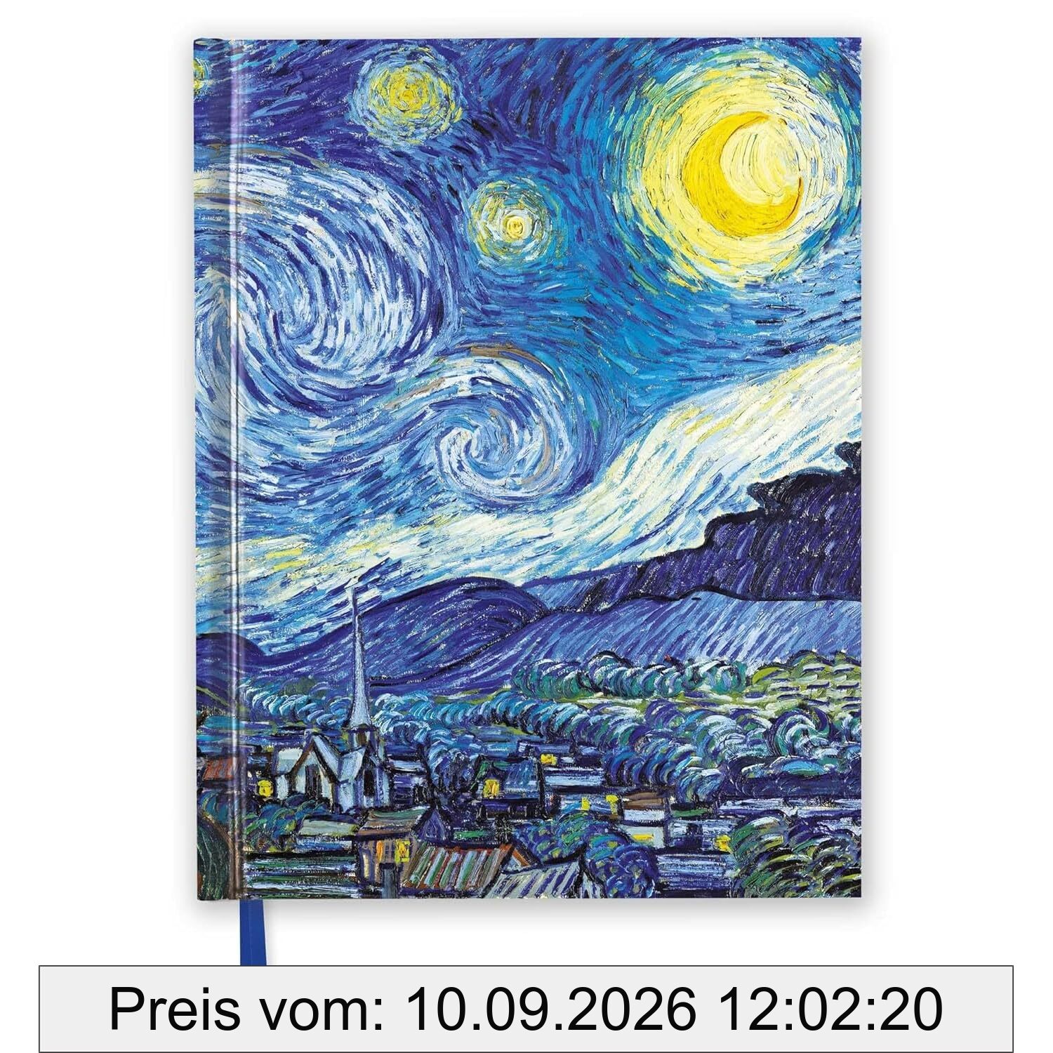 Premium Skizzenbuch: Vincent van Gogh, Sternennacht: Unser hochwertiges Blankbook mit festem, künstlerisch geprägtem Einband im Format 28 cm x 21,6 cm
