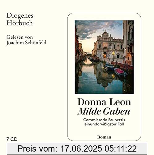 Brand : Diogenes, Binding : Audio CD, Edition : Unabridged, Label : Diogenes, Publisher : Diogenes, Format : Ungekürzte Ausgabe, medium : Audio CD, publicationDate : 2022-06-22, releaseDate : 2022-06-22, runningTime : 31980 seconds, authors : Donna Leon, translators : Werner Schmitz, narrators : Joachim Schönfeld, ISBN : 3257804407