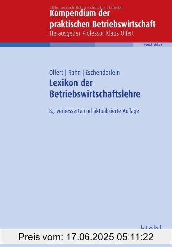 Binding : Broschiert, Edition : 8., verb. u. aktual. Aufl., Label : NWB Verlag, Publisher : NWB Verlag, medium : Broschiert, numberOfPages : 602, publicationDate : 2013-10-23, authors : Klaus Olfert, Horst-Joachim Rahn, Oliver Zschenderlein, languages : german, ISBN : 3470456089