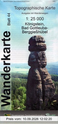 Königstein, Bad Gottleuba-Berggießhübel: Wanderkarte 1:25 000, Ausgabe mit Wander- und Reitwegen (WK25 Blatt 44)