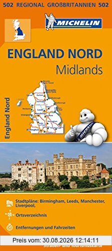 Michelin England Nord, Midlands: Straßen- und Tourismuskarte 1:400.000 (MICHELIN Regionalkarten)