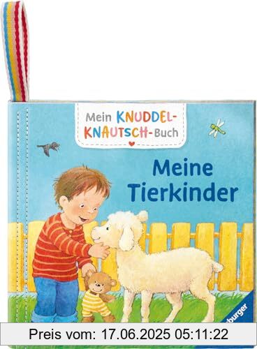 Brand : Ravensburger, Binding : rag_book, Edition : 1, Label : Mein Knuddel-Knautsch-Buch : Meine Tierkinder; weiches Stoffbuch, waschbares Badebuch, Babyspielzeug ab 6 Monate, Format : touch_and_feel, medium : rag_book, numberOfPages : 10, publicationDate : 2024-07-01, languages : german, ISBN : 3473420921