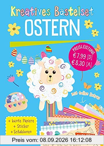 Kreatives Bastelset: Ostern: Set mit Bastelpapier, Seidenpapier, Stickern und Holzteilen | Bastelspaß zu Ostern mit vielen tollen Extras für Kinder ab 6 Jahren