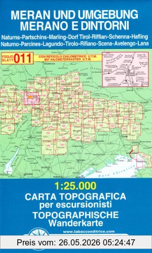 Meran Und Umgebung, Wanderkarte Tabacco 011. 1, 25000 (Cartes Topograh)