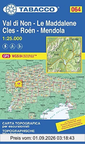 064 Val di Non-LeMaddalene-Cles-Roen-Mendola 1:25 000