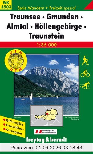 Freytag Berndt Wanderkarten, WK 5503, Traunsee - Gmunden - Ebensee - Höllengebirge - Traunstein 1:35.000