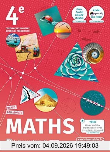 Maths 4e : manuel collaboratif : conforme aux nouveaux repères de progression