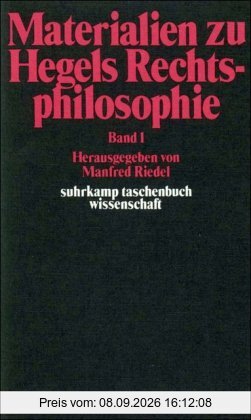 Suhrkamp Taschenbücher Wissenschaft, Nr.88, Materialien zu Hegels Rechtsphilosophie, Band 1