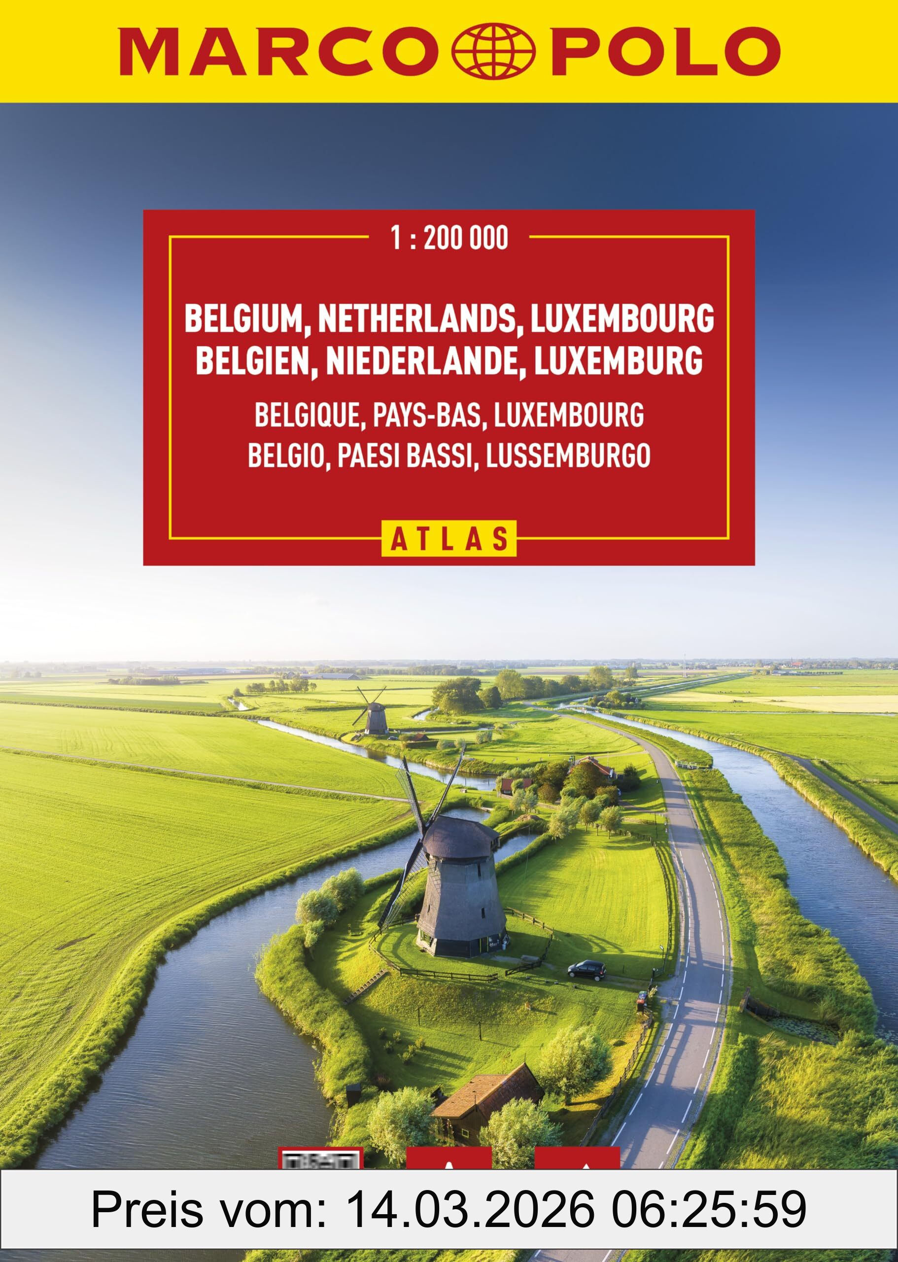unbekannt Marco Polo Reiseatlas Benelux 1, 200.000, Belgien, Niederlande, Luxemburg - Straßenatlas Und Autoatlas Mit Europa In 1, 4, 5 Mio. Spiralbindung