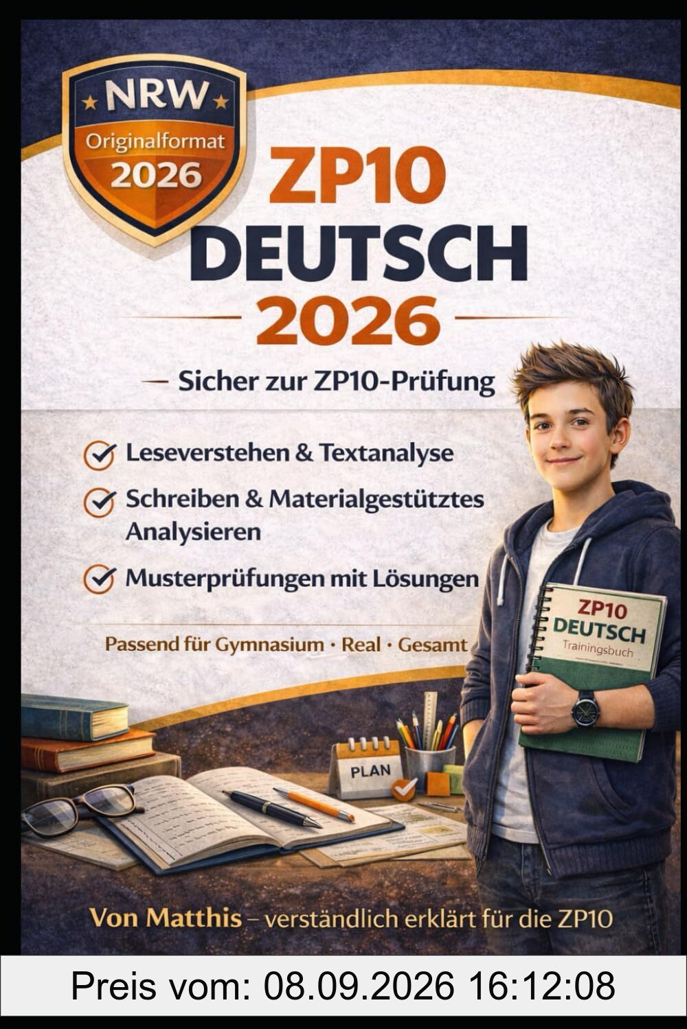 ZP10 Deutsch 2026 – Komplettes Trainingsbuch für die Zentrale Prüfung Klasse 10: Formulierungsbausteine & vollständige Musterprüfungen – ideal für MSA, ZP10 & Abschlussprüfung