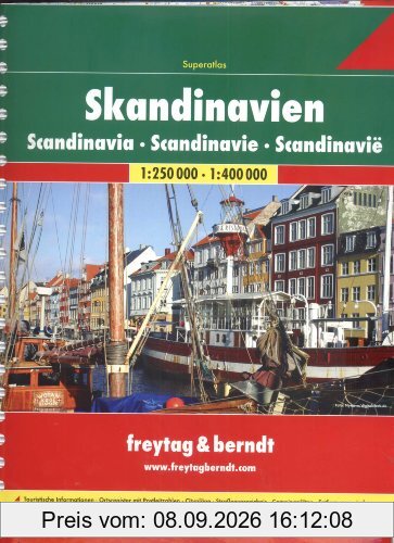 Freytag Berndt Autoatlanten, Skandinavien Superatlas, Spiralbindung - Maßstab 1:250 000 - 1:400 000