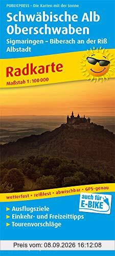 Schwäbische Alb und Oberschwaben, Sigmaringen - Biberach an der Riß, Albstadt: Radkarte mit Ausflugszielen, Einkehr- & Freizeittipps, wetterfest, ... GPS-genau. 1:100000 (Radkarte / RK)