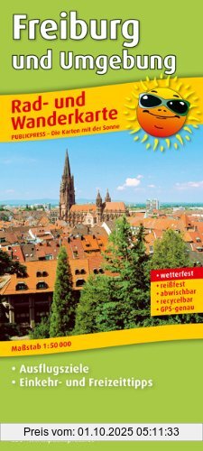 Rad- und Wanderkarte Freiburg und Umgebung: Mit Ausflugszielen, Einkehr- & Freizeittipps, wetterfest, reissfest, abwischbar, GPS-genau. 1:50000