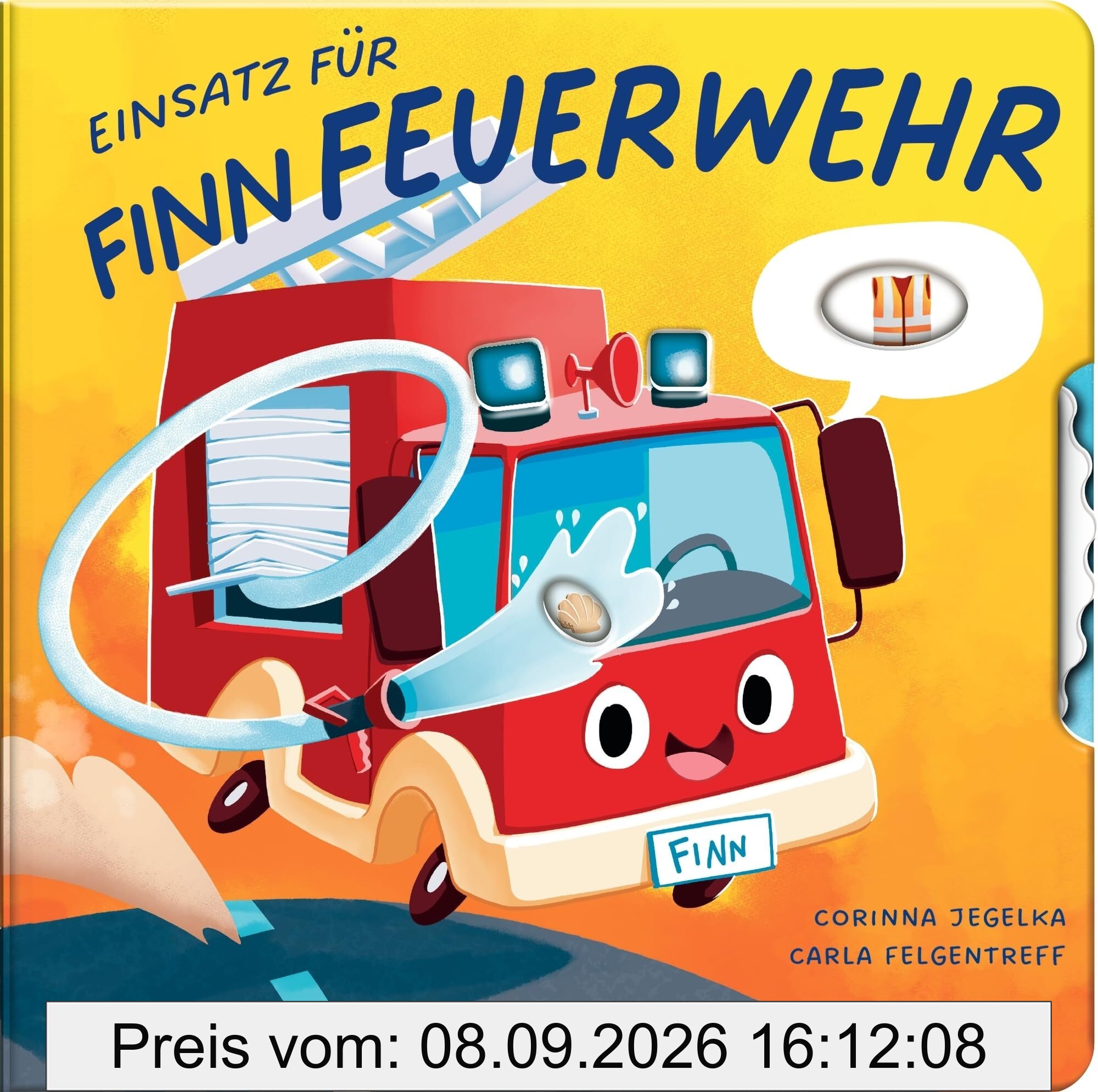 Einsatz für Finn Feuerwehr: Interaktives Pappbilderbuch mit buntem Farbschnitt und einer hochwertigen Drehscheibe für Feuerwehrfans ab 2 Jahren (Kleine Fahrzeuge, großer Tag)
