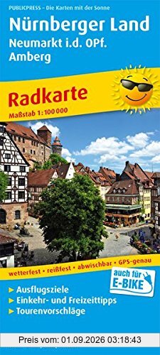 Nürnberger Land - Neumarkt i.d.OPf, Amberg: Radkarte mit Ausflugszielen, Einkehr- & Freizeittipps, wetterfest, reissfest, abwischbar, GPS-genau. 1:100000 (Radkarte / RK)