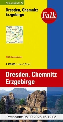 Falk Regionalkarte Dresden - Chemnitz - Erzgebirge 1:150 000