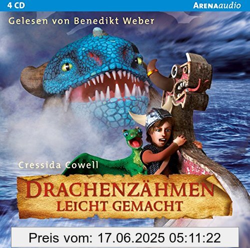 Binding : Audio CD, Label : Arena, Publisher : Arena, NumberOfItems : 3, Format : Audiobook, medium : Audio CD, publicationDate : 2016-08-01, runningTime : 206 minutes, authors : Cressida Cowell, narrators : Benedikt Weber, languages : german, ISBN : 3401240463