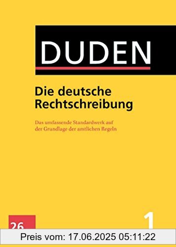 Binding : Gebundene Ausgabe, Edition : 26. Auflage, Label : Bibliographisches Institut, Publisher : Bibliographisches Institut, medium : Gebundene Ausgabe, numberOfPages : 1216, publicationDate : 2014-10-15, authors : Dudenredaktion, languages : german, ISBN : 3411046503