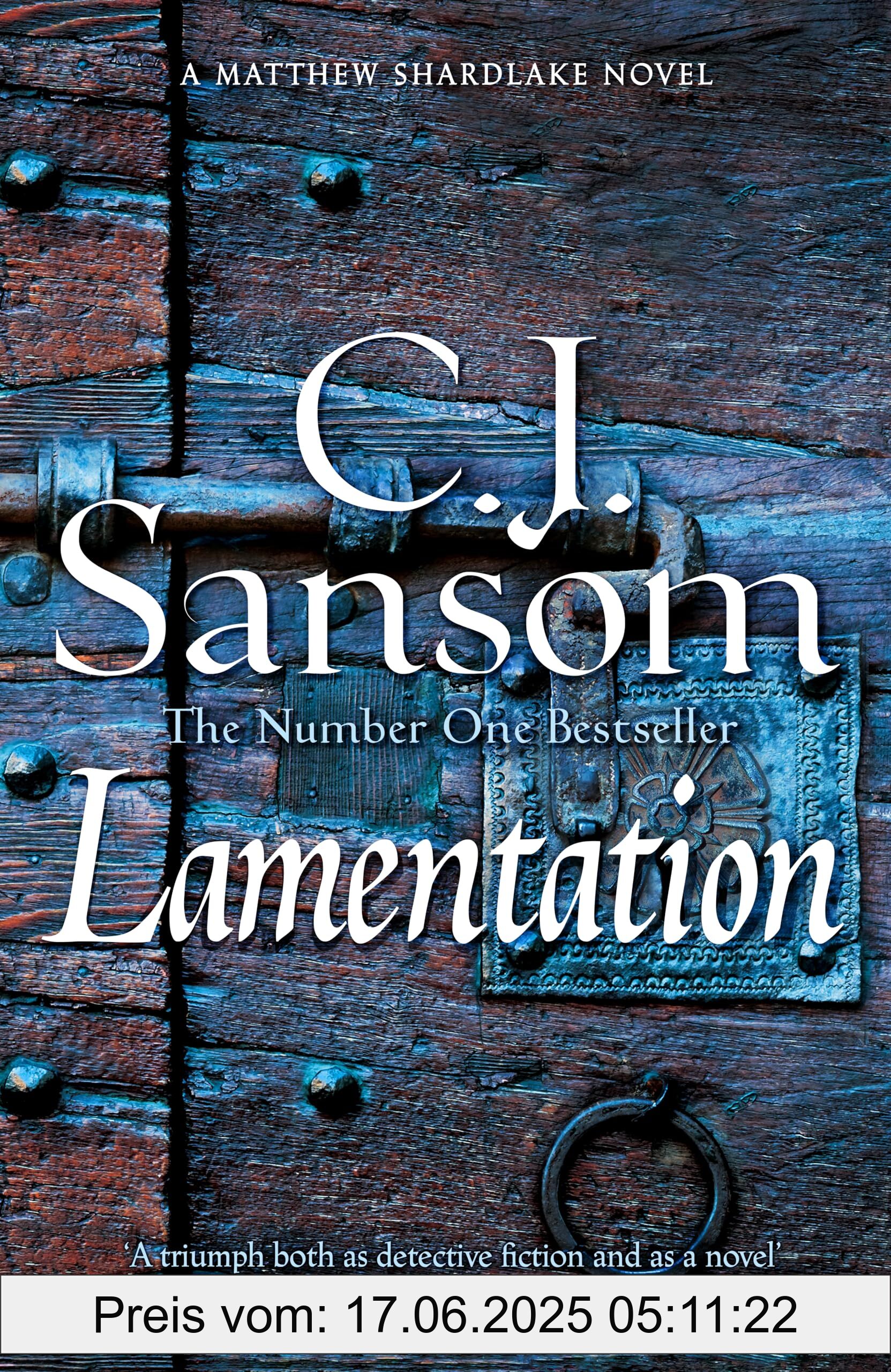 Brand : Pan, Binding : paperback, Edition : New Edit/Cover, Label : Lamentation : A Breathtaking Conspiracy Thriller from the Bestselling Historical Series (The Shardlake series, 6), medium : paperback, numberOfPages : 768, publicationDate : 2024-05-09, releaseDate : 2024-05-09, languages : english, ISBN : 1035012332