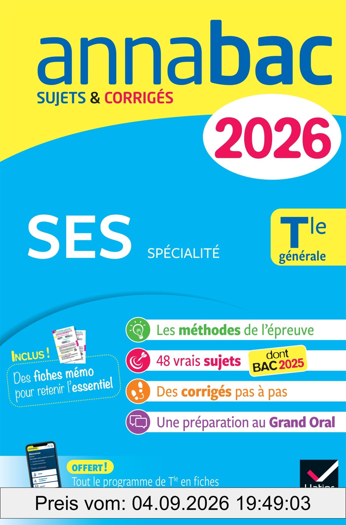 SES spécialité, terminale générale : sujets & corrigés : 2026