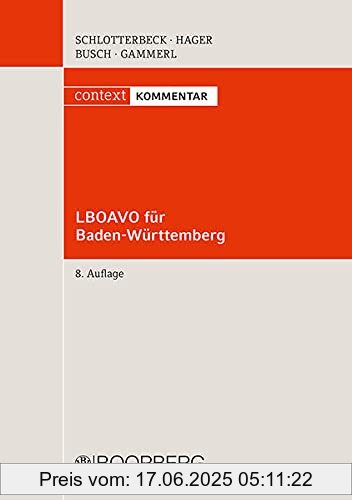Binding : Taschenbuch, Edition : 8., Label : Richard Boorberg Verlag, Publisher : Richard Boorberg Verlag, medium : Taschenbuch, numberOfPages : 270, publicationDate : 2021-09-07, authors : Karlheinz Schlotterbeck, Gerd Hager, Manfred Busch, Bernd Gammerl, ISBN : 3415070700