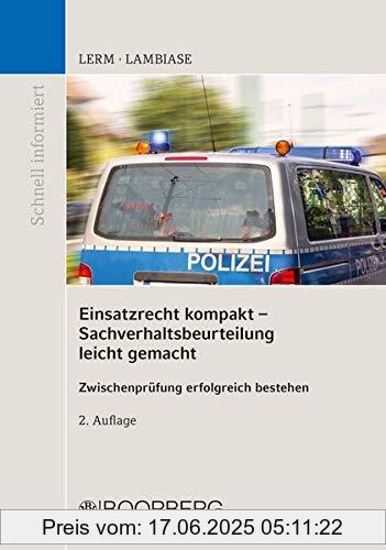 Binding : Taschenbuch, Edition : erweiterte Auflage, 2020, Label : Richard Boorberg Verlag, Publisher : Richard Boorberg Verlag, medium : Taschenbuch, numberOfPages : 112, publicationDate : 2020-04-30, authors : Patrick Lerm, Dominik Lambiase, ISBN : 3415067610