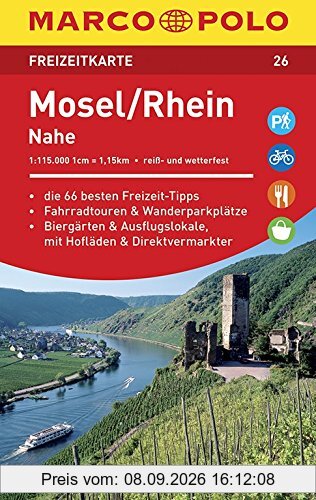 Marco Polo FZK26 Mosel, Rhein: Toeristische kaart 1:115 000
