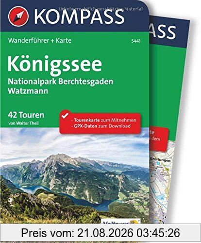 Walter Theil Königssee, Nationalpark Berchtesgaden, Watzmann, Wanderführer Mit Extra-Tourenkarte, 42 Touren, Gpx-Daten Zum Download. (Kompass-Wanderführer,