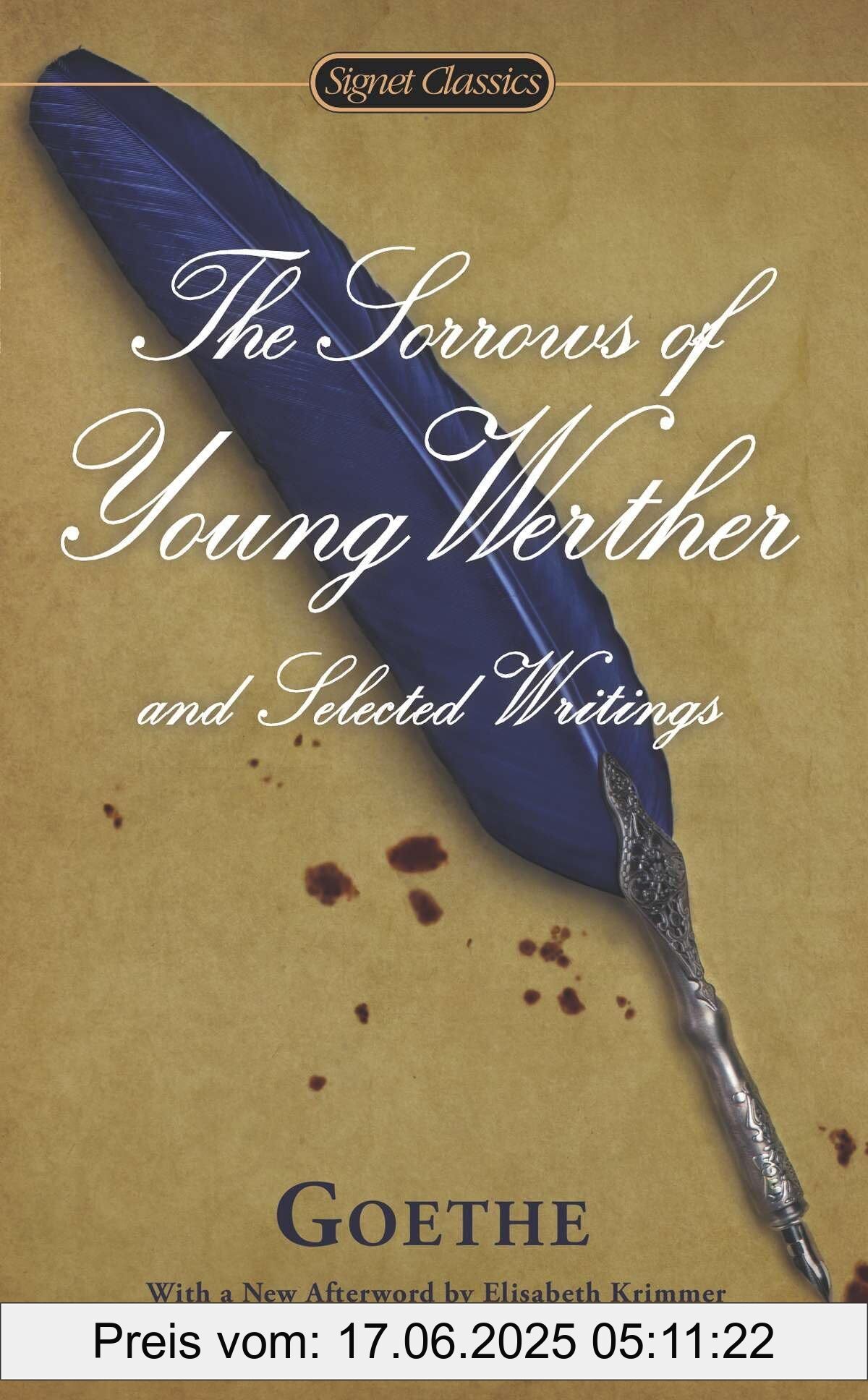 Brand : Signet, Binding : mass_market, Edition : Reprint, Label : The Sorrows of Young Werther and Selected Writings (Signet Classics), NumberOfItems : 1, PackageQuantity : 1, medium : mass_market, numberOfPages : 272, publicationDate : 2013-03-05, releaseDate : 2013-03-05, languages : english, ISBN : 0451418557