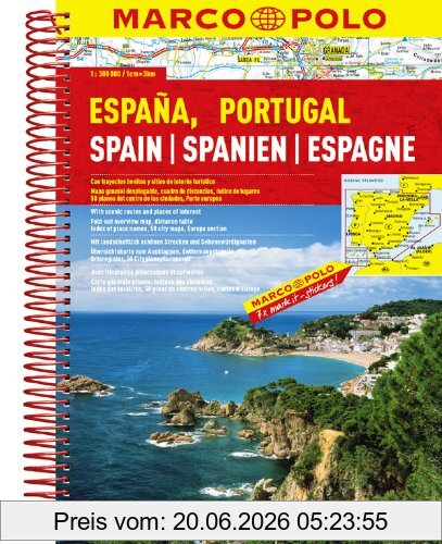 Marco Polo Reiseatlas Spanien, Portugal 1, 300.000, Mit Landschaftlich Schönen Strecken Und Sehenswürdigkeiten