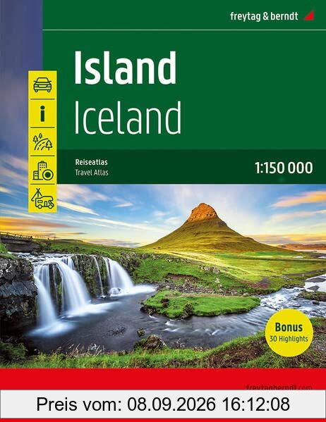 Island Superatlas, Autoatlas 1:150.000, Spiralbindung: 30 Highlights, Camping- und Stellplätze (freytag & berndt Autoatlanten)