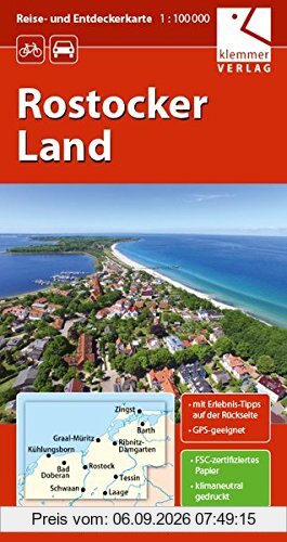 Reise- und Entdeckerkarte Rostocker Land: Maßstab 1:100.000, GPS-geeignet, Erlebnis-Tipps auf der Rückseite