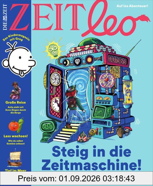 ZEIT LEO 2/26: Steig in die Zeitmaschine! Besuch Kinder in der Steinzeit, im alten Rom und auf dem Spielplatz der Zukunft.