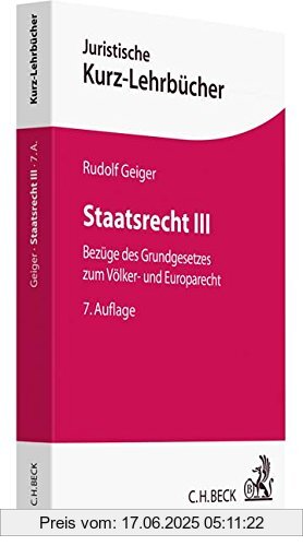 Binding : Taschenbuch, Edition : 7, Label : C.H.Beck, Publisher : C.H.Beck, medium : Taschenbuch, numberOfPages : 384, publicationDate : 2018-02-26, authors : Rudolf Geiger, ISBN : 3406723187