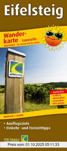 Wanderkarte Eifelsteig: mit Ausflugszielen, Einkehr- & Freizeittipps, wetterfest, reissfest, abwischbar, GPS-genau. 1:25000: Mit Ausflugszielen, Einkehr- & Freizeittipps. GPS-genau
