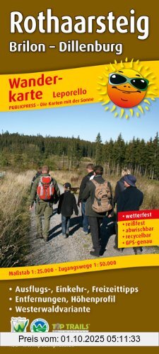 Wanderkarte Rothaarsteig: mit Ausflugszielen, Einkehr- & Freizeittipps, wetterfest, reissfest, abwischbar, GPS-genau. 1:25000 (Zugangswege 1:50000): ... GPS-genau, wetterfest, reissfest, abwischbar