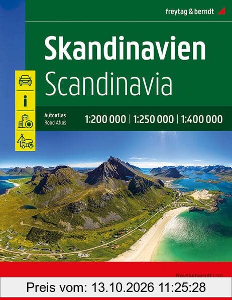 Skandinavien, Autoatlas 1:200.000 - 1:400.000, freytag & berndt: Spiralbindung, Camping- und Stellplätze, Freizeitinfos (freytag & berndt …