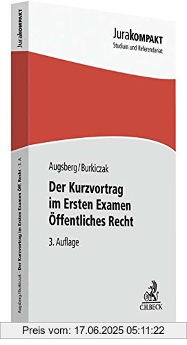 Binding : Taschenbuch, Edition : 3, Label : C.H.Beck, Publisher : C.H.Beck, medium : Taschenbuch, numberOfPages : 144, publicationDate : 2018-09-02, authors : Steffen Augsberg, Christian Burkiczak, ISBN : 3406725635