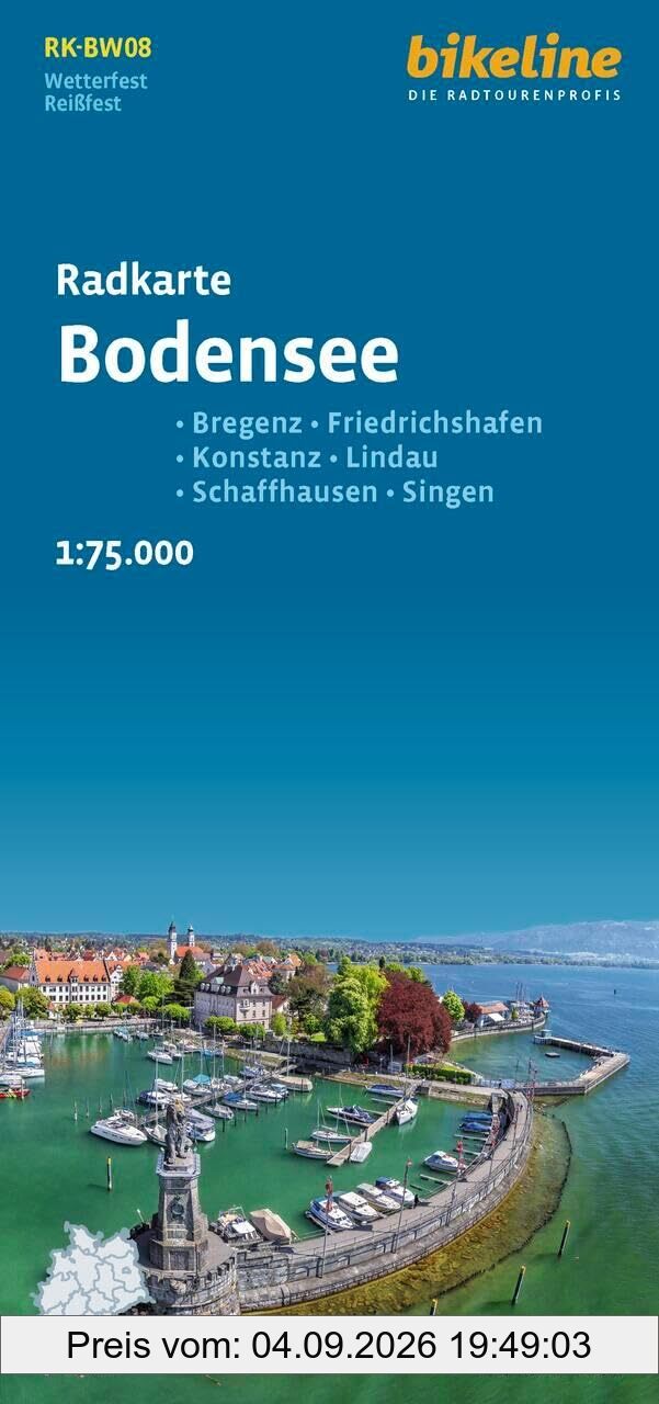 Radkarte Bodensee : Bregenz, Friedrichshafen, Konstanz, Lindau, Schaffausen, Singen