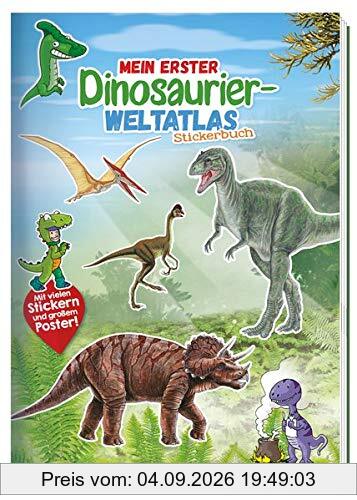Stickerbuch Mein Dinoatlas: 24 Seiten mit 4 Stickerseiten und Poster