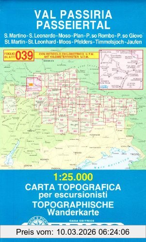Passeiertal, Wanderkarte Tabacco 039. 1, 25000 (Cartes Topograh)