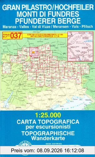Hochfeiler, Pfunderer Berge: Wanderkarte Tabacco 037. 1:25000 (Cartes Topograh)