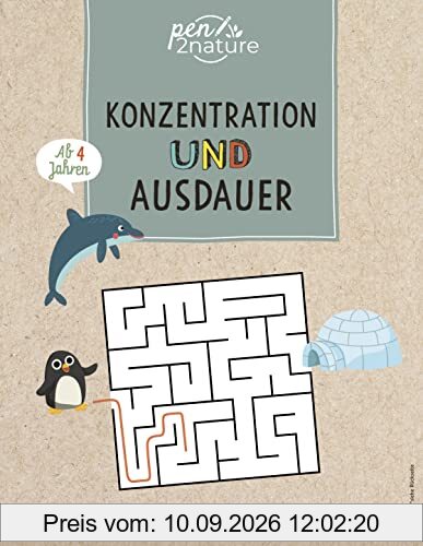 Konzentration und Ausdauer für Kinder ab 4 Jahren: pen2nature: 100% Recyclingpapier • klimaneutrales Produkt • unterstützt Aufforstungsprojekte (pen2nature kids)