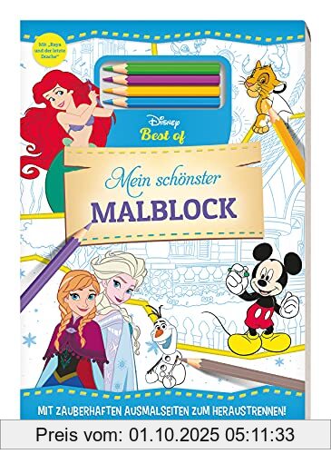 Disney Best of: Mein schönster Malblock: Block mit 4 Farbstiften