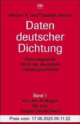 Binding : Broschiert, Edition : 35. Auflage., Label : Deutscher Taschenbuch Verlag, Publisher : Deutscher Taschenbuch Verlag, NumberOfItems : 1, medium : Broschiert, numberOfPages : 408, publicationDate : 1981-05-01, authors : Elisabeth Frenzel, Frenzel, Herbert A., languages : german, ISBN : 3423030038