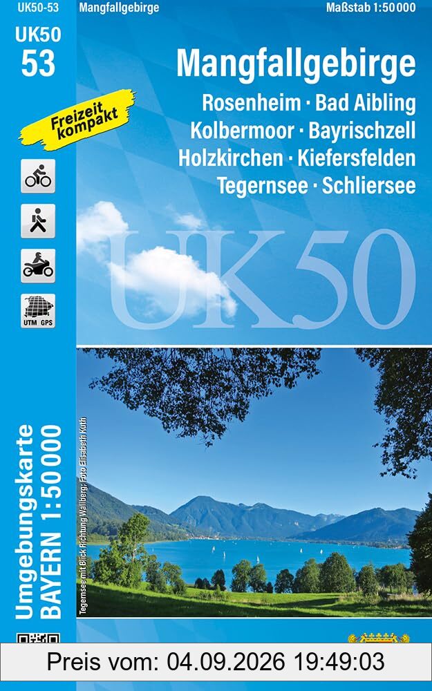 UK50-53 Mangfallgebirge: Rosenheim, Bad Aibling, Kolbermoor, Bayrischzell, Holzkirchen, Kiefersfelden, Tegernsee, Schliersee (UK50 Umgebungskarte ... Karte Freizeitkarte Wanderkarte)