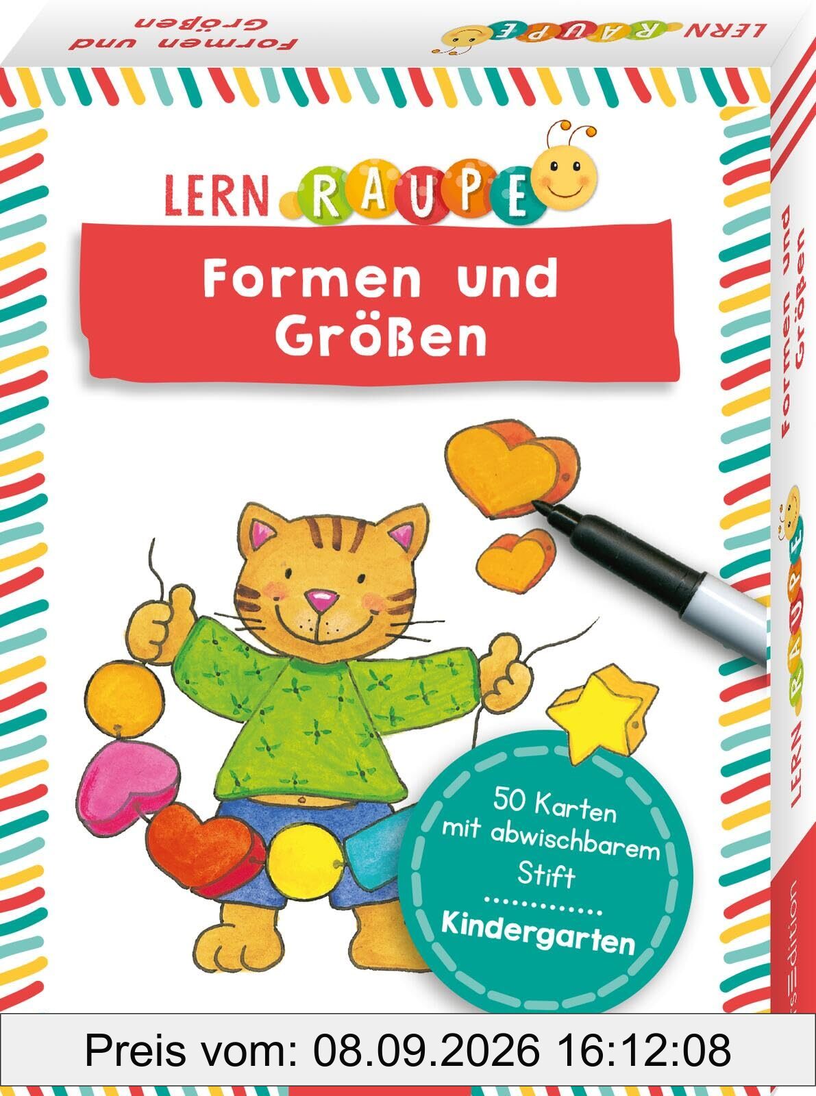 Lernraupe – Formen und Größen: 50 Karten mit abwischbarem Stift | Rätsel und Übungen für Kinder ab 3 Jahren