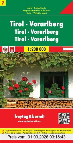 Freytag Berndt Autokarten, Blatt 7, Tirol - Vorarlberg - Maßstab 1:200 000 (Country Road & Touring)