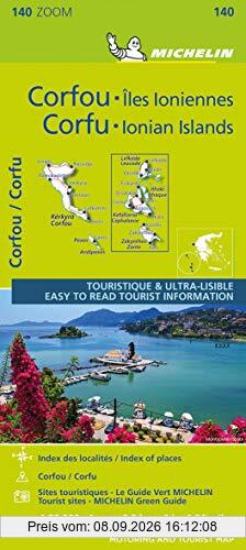 Michelin Korfu und Ionische Inseln: Straßen- und Tourismuskarte 1:80.000; Auflage 2021 (MICHELIN Zoomkarten, Band 140)