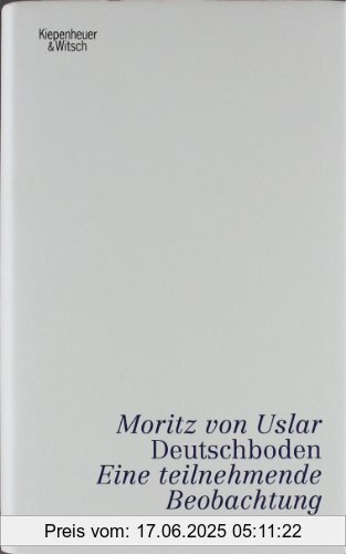 Binding : Gebundene Ausgabe, Edition : 6, Label : Kiepenheuer&Witsch, Publisher : Kiepenheuer&Witsch, medium : Gebundene Ausgabe, numberOfPages : 384, publicationDate : 2010-09-23, authors : Uslar, Moritz von, languages : german, ISBN : 3462042564